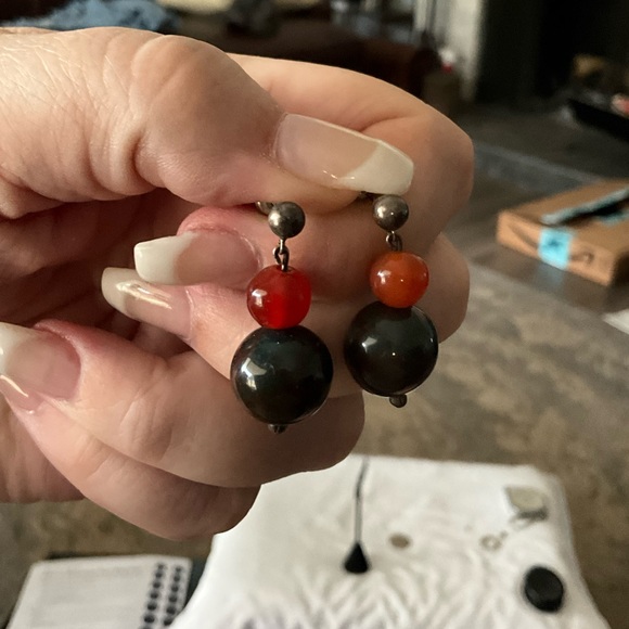 Vintage Screwback Stone Earrings - Picture 1 of 4